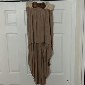 Tan hi-low skirt